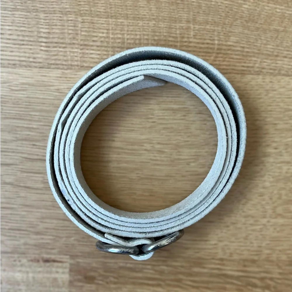 Dries Van Noten Gray Suede Belt With Silver Loop D Ring Closure Size Medium